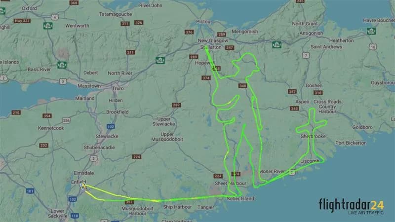 Pilot nacrtao mural u letu iznad Halifaxa — silueta vojnika u čast Dana sećanja