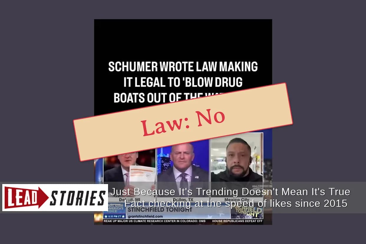 Netačno: Zakon iz 1986. Ne Daje Ovlašćenje za „Potapanje“ Brodova sa Drogom — Šumer Je Bio Ko‑sponzor, Ne Autor