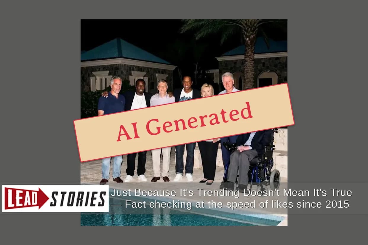Provera činjenica: Fotografija iz 2006. sa Epsteinom i svetskim poznatim ličnostima je lažna — nastala pomoću Google AI (SynthID)