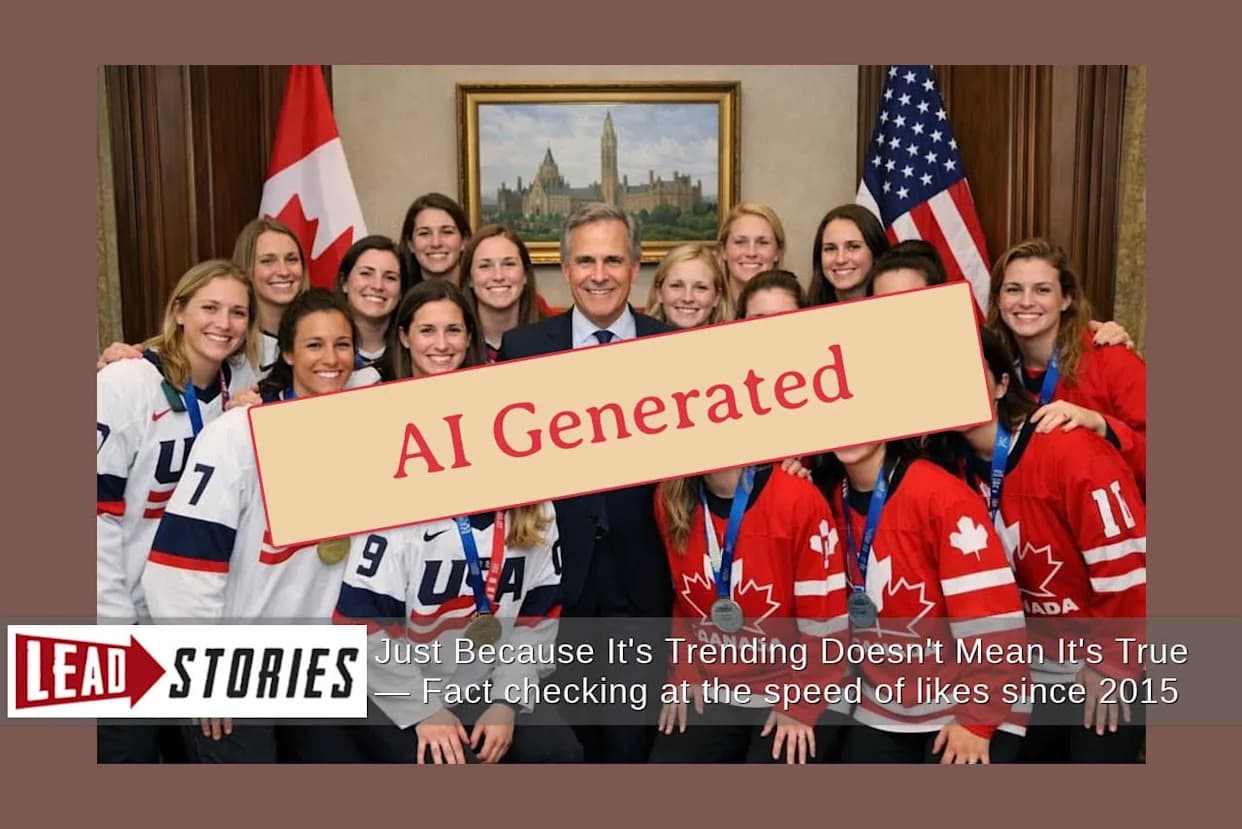 Provera Činjenica: Lažna Fotografija Prikazuje Ženske Hokejaške Timove SAD i Kanade Uz Navodnu Posetu Premijeru