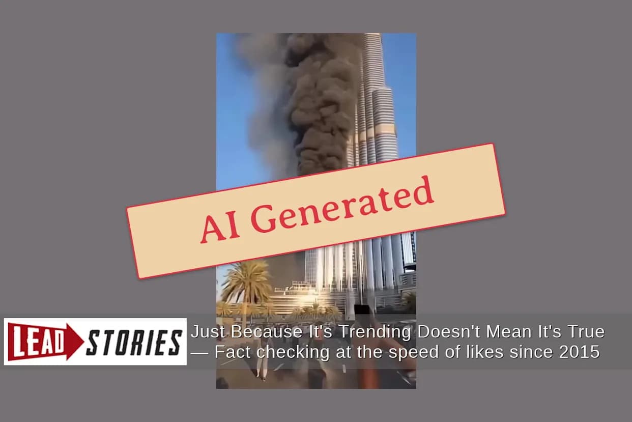 Provera činjenica: Lažan AI-snimak prikazuje Burj Khalifu u plamenu — neboder nije pogođen