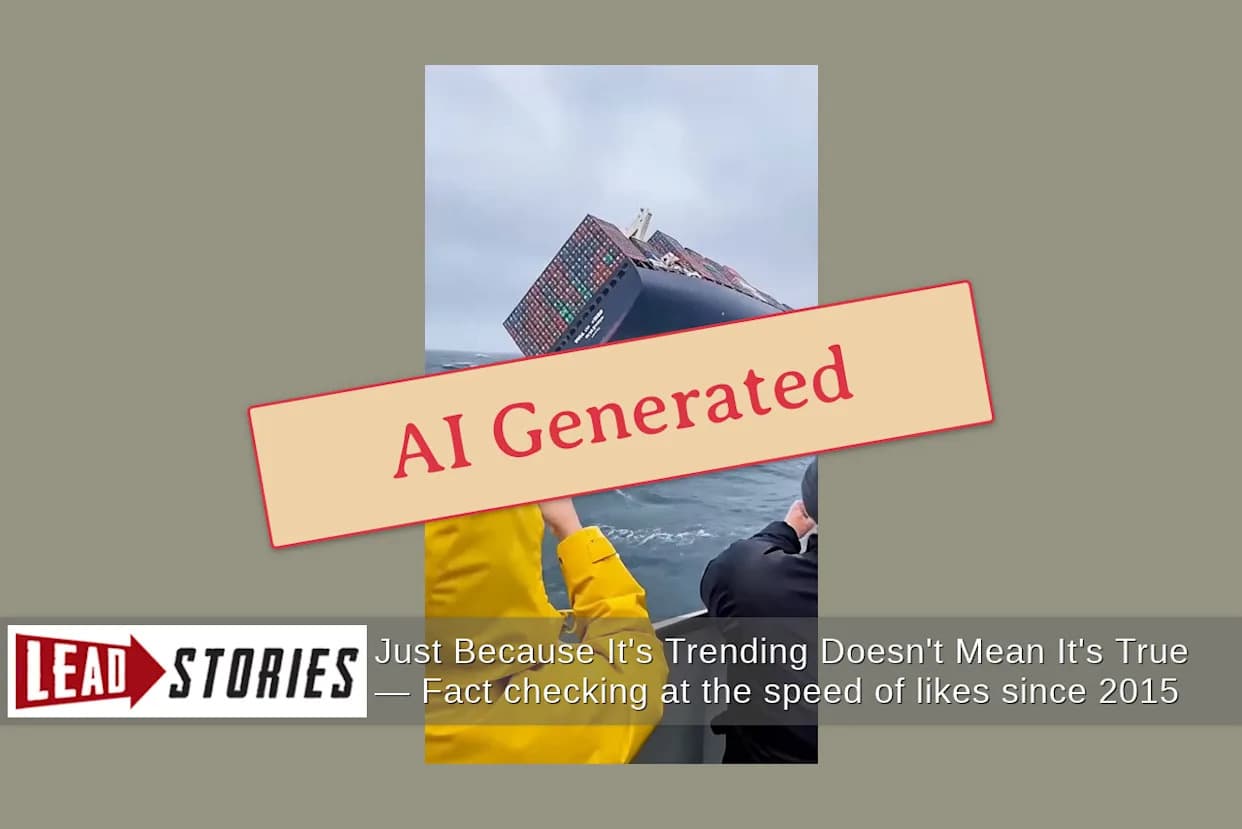 Lažan video: Kontejnerski brod se ne prevrće — snimak je AI-generisan