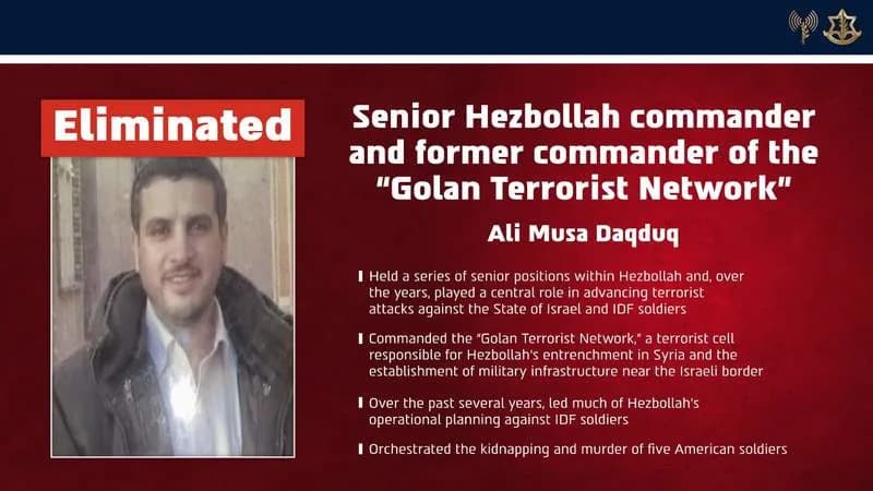 IDF ubio Ali Musu Daqduqa, bivšeg telohranitelja Hassana Nasrallaha i osnivača 'Golan Terrorist Network'