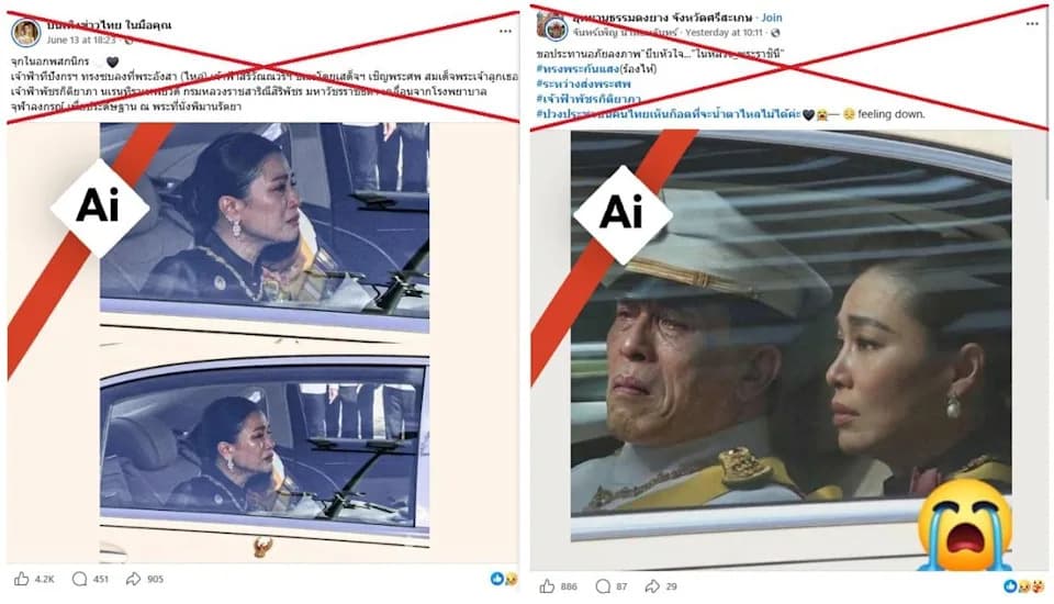 Smrt princeze Tajlanda: AI-manipulisane slike prikazuju kraljevsku porodicu u suzama