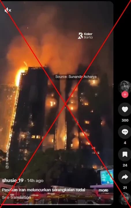 Viralni video prikazan kao iranski napad na Izrael zapravo prikazuje smrtonosni požar u Hong Kongu