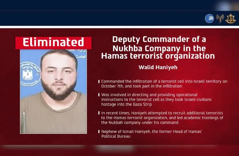 IDF ubio Walida Haniyeha, nećaka lidera Hamasa Ismaila Haniyeha, navodi vojska