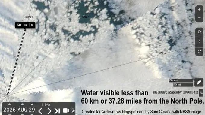 Zabrinjavajući satelitski snimak: Otvorena voda samo 60 km od Severnog pola
