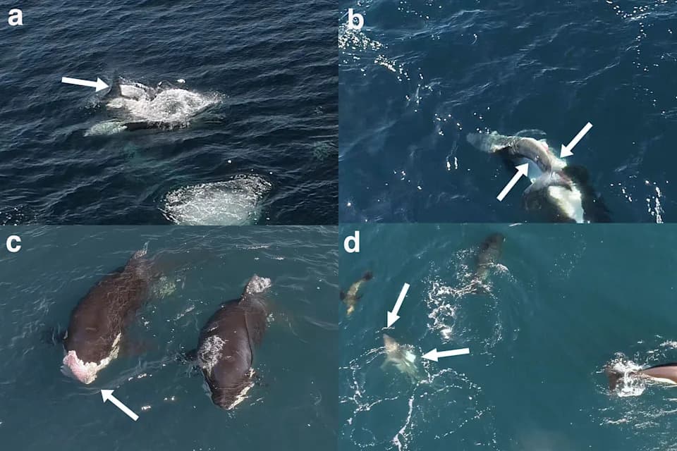 Šokantni snimci: orke u Zalivu Kalifornije prevrtale mlade bele ajkule i jele im jetre