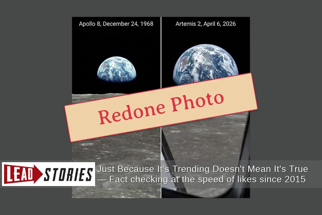 Provera činjenica: Fotografija 'Artemis II' sa istim obrascem oblaka kao Apollo 8 je lažna — slika je AI-varijanta čuvene 'Earthrise'