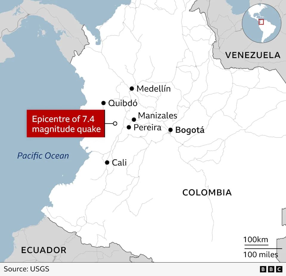 Snažan potres magnitude 7,4 pogodio zapadnu Kolumbiju — stotine žrtava i masivne spasilačke akcije