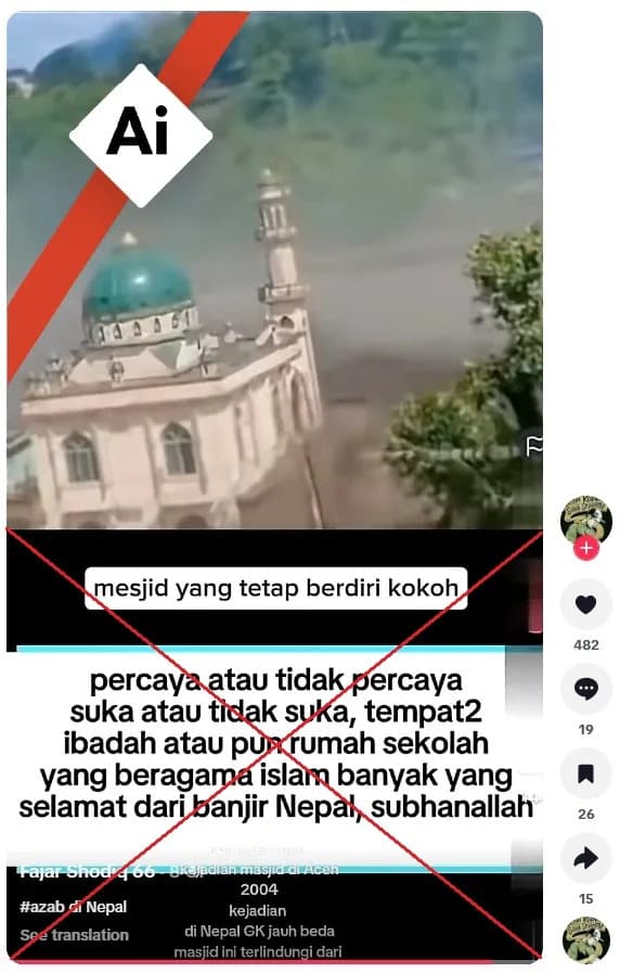 Lažni Video „Džamije“ Koja Je Preživela Poplavu U Nepalu — Manipulisan Snimkom „Čudesne Kuće“